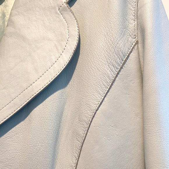 Vintage, Pale Blue, Leather Blazer - Picture 6 of 7